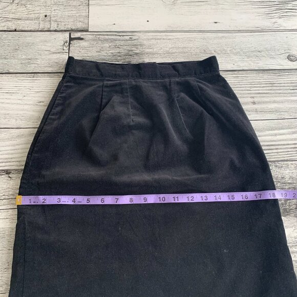 Vintage 80s 90s Black Velvet High Rise Straight Pencil Skirt - Picture 10 of 11